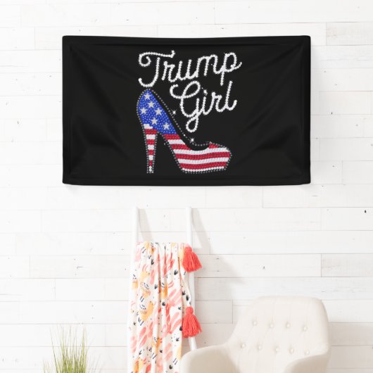 Trump Girl High Heel Amerikaanse Vlag Bling Patrio Spandoek (Insitu)