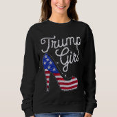 Trump Girl High Heel Amerikaanse Vlag Bling Patrio Trui (Voorkant)
