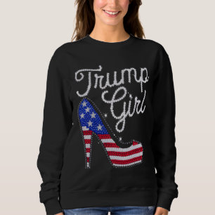 Trump Girl High Heel Amerikaanse Vlag Bling Patrio Trui