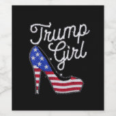 Trump Girl High Heel Amerikaanse Vlag Bling Patrio Wijn Etiket (Enkel label)