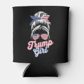 Trump Girl Messy Bun  Amerikaanse vlag Blikjeskoeler (Voorkant)