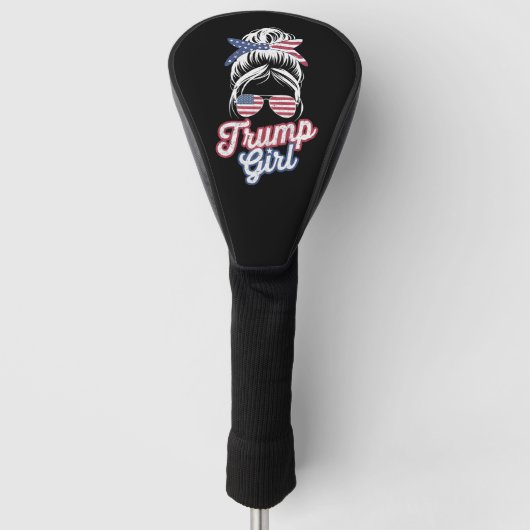 Trump Girl Messy Bun  Amerikaanse vlag Golfheadcover (Voorkant)