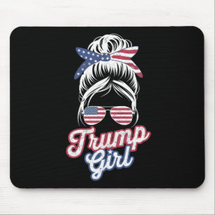 Trump Girl Messy Bun  Amerikaanse vlag Muismat