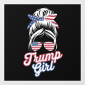 Trump Girl Messy Bun  Amerikaanse vlag Raamsticker (Vel)