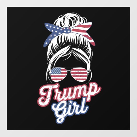 Trump Girl Messy Bun Amerikaanse vlag Raamsticker (Vel)