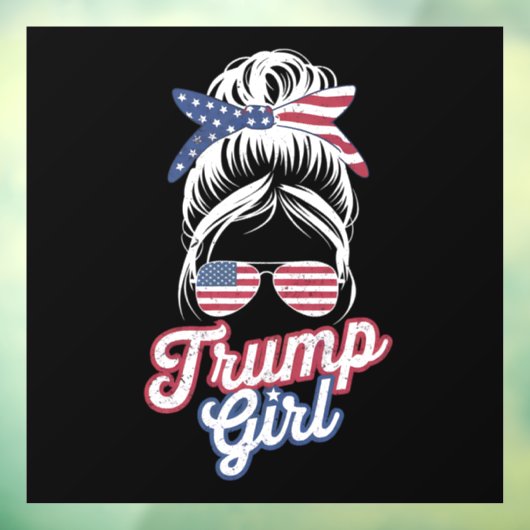 Trump Girl Messy Bun  Amerikaanse vlag Raamsticker (Vel 3)