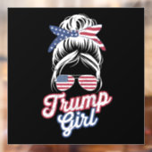 Trump Girl Messy Bun  Amerikaanse vlag Raamsticker (Vel 2)