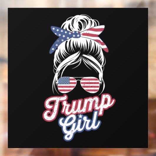 Trump Girl Messy Bun  Amerikaanse vlag Raamsticker (Vel 2)