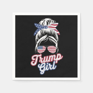 Trump Girl Messy Bun Amerikaanse vlag Servet