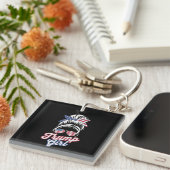 Trump Girl Messy Bun  Amerikaanse vlag Sleutelhanger (Voorkant Rechts)