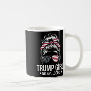 Trump Girl Messy Bun Amerikaanse vlag Sungles Patr Koffiemok