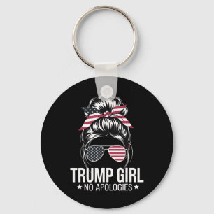 Trump Girl Messy Bun Amerikaanse vlag Sungles Patr Sleutelhanger
