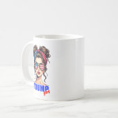 Trump Girl Messy Bun Patriotic Coffee Koffiemok (Voorkant links)