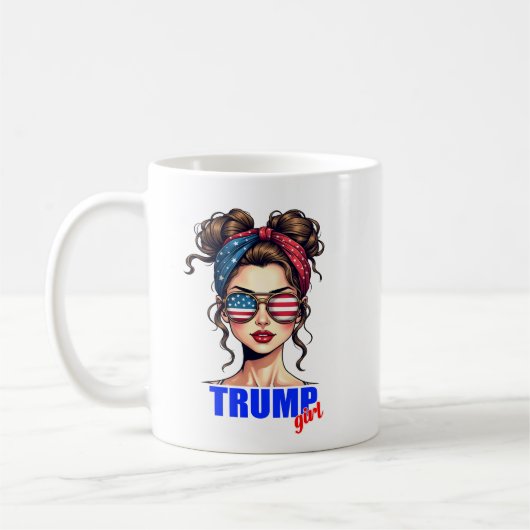 Trump Girl Messy Bun Patriotic Coffee Koffiemok (Links)