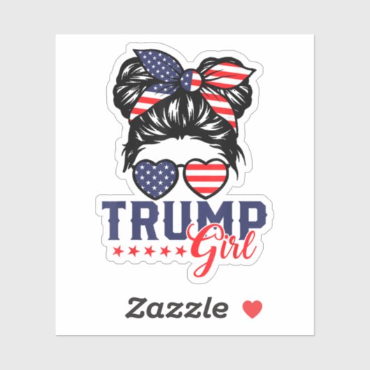 Trump Girl Messy Bun Trump 2024 Verkiezingen Sticker (Vel)
