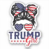 Trump Girl Messy Bun Trump 2024 Verkiezingen Sticker (Voorkant)