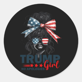 Trump Girl No Apologies Messy Bun Sungles Trump 20 Ronde Sticker