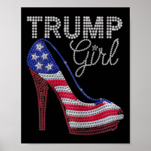 Trump Girl Stilettos High Heel Amerikaanse vlag Bl Poster