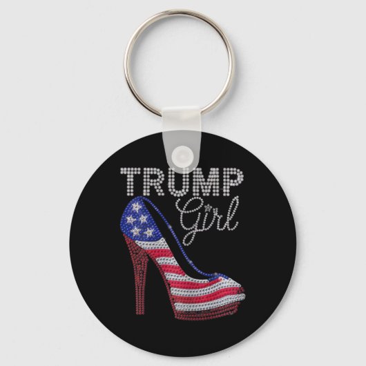 Trump Girl Stilettos High Heel Amerikaanse vlag Bl Sleutelhanger (Voorkant)