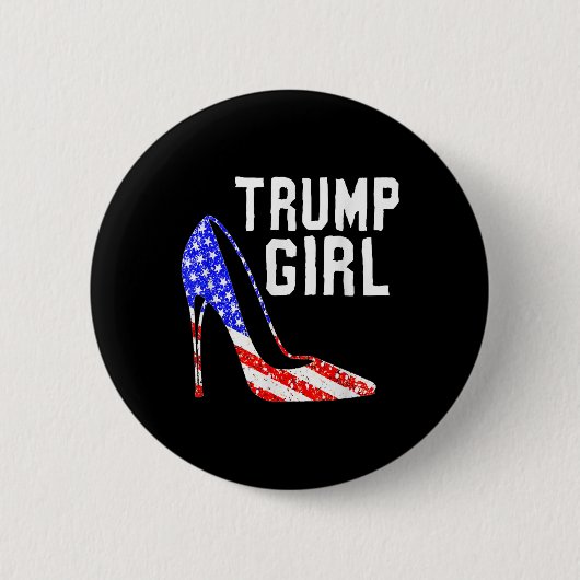Trump Girl Trump 2025 Verkiezing Amerikaanse vlag Ronde Button 5,7 Cm (Voorkant)