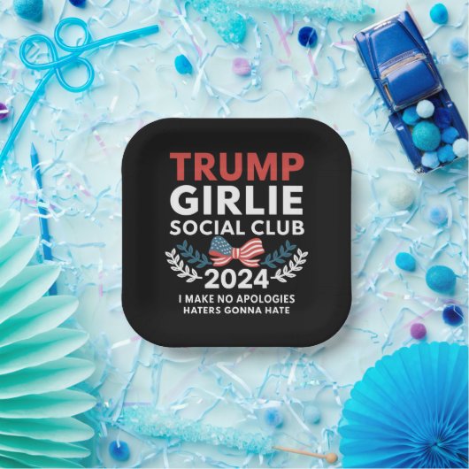 Trump Girlie Coquette Sociale Club Boog Verkiezing Papieren Bordje (Feest)