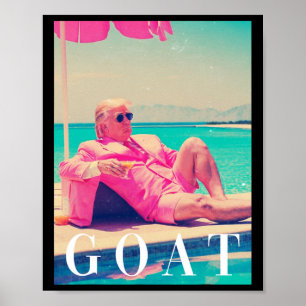 Trump Goat Shirt Zomer 2024 Retro Funny Pink Dona Poster