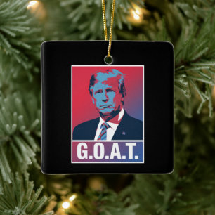 Trump GOAT Verkiezing 2024 Republikeins Vintage Keramisch Ornament