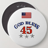 Trump God Bless 45 Ronde Button 6,0 Cm (Voorkant /achterkant)