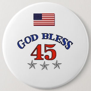 Trump God Bless 45 Ronde Button 6,0 Cm
