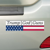 Trump God Pistolen Amerikaanse vlag Bumpersticker (Op auto)