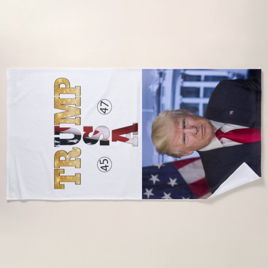 Trump Gold 💖 Portret 2025 💕 Verenigde Staten 45  Strandlaken (Voorkant)