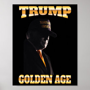 Trump Golden Age Silhouette 45 47 Golden Stropdas Poster