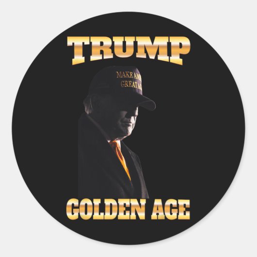 Trump Golden Age Silhouette 45 47 Golden Stropdas Ronde Sticker (Voorkant)