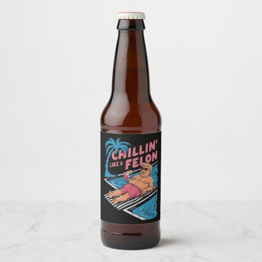 Trump Grappige Chillin Als een misdadiger Trump 20 Bier Etiket (Voorkant)