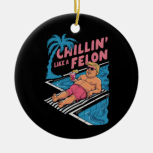 Trump Grappige Chillin Als een misdadiger Trump 20 Keramisch Ornament