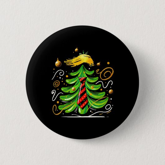 Trump Grappige kerstboom Ronde Button 5,7 Cm (Voorkant)