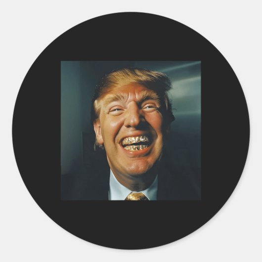 Trump Grillz Ronde Sticker (Voorkant)