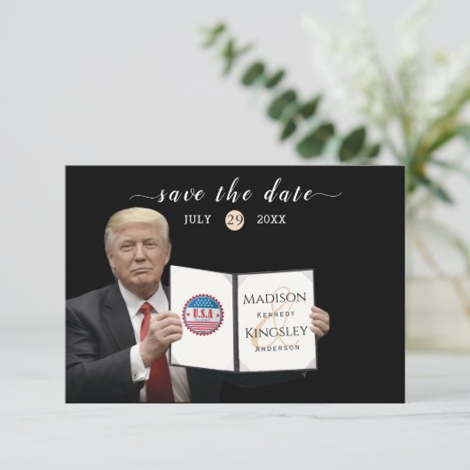 Trump Grootste 💍 Patriottrouwdag Opslaan De Datum Save The Date (Staand voorkant)