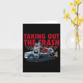 Trump haalt de prullenbak uit, grappige Trump Kaart (Gele Bloem)