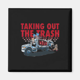 Trump haalt de prullenbak uit, grappige Trump Magneet