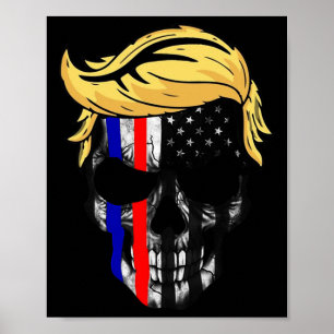 Trump Haar Schedel Halloween Trump Hoofd 4 Juli  Poster