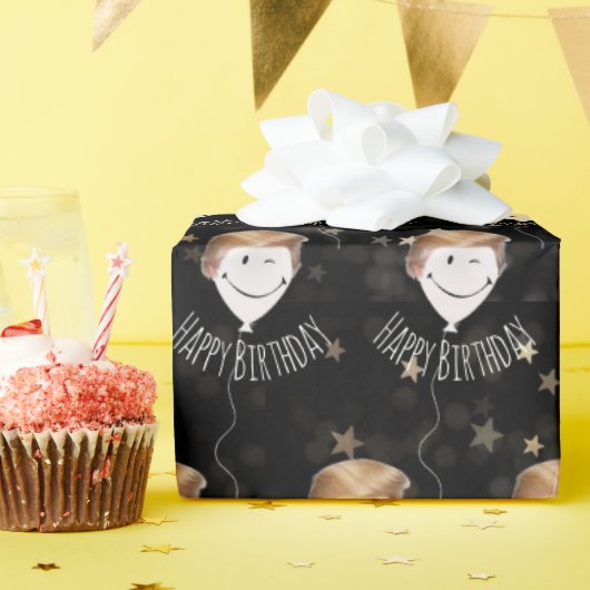 Trump Hair On White Balloons Cadeaupapier (Verjaardagsfeest)