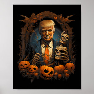 Trump Halloween Kostuum Enge President Pompoen Gi Poster