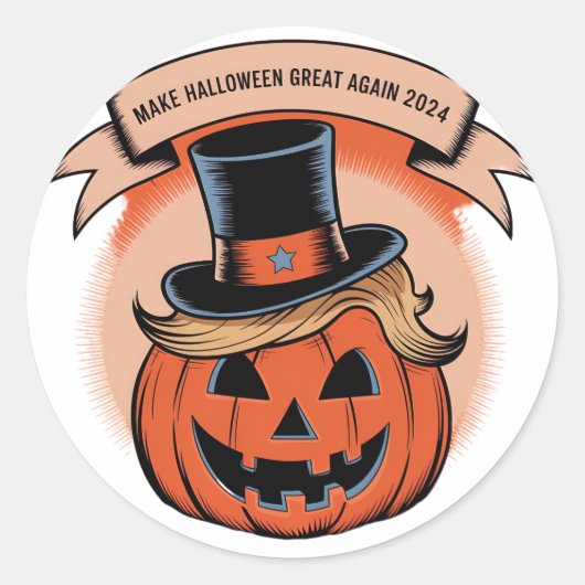 Trump Halloween Pumpkin Sticker (Voorkant)