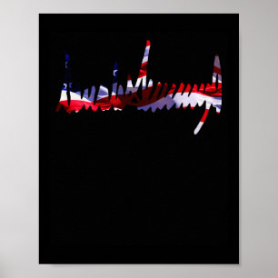 Trump handtekening Amerikaanse vlag 4 juli 2024 Ma Poster