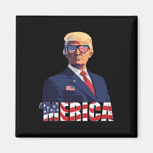 Trump Happy 4th van juli Trump Amerikaanse vlag 1 Magneet