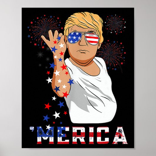 Trump Happy 4th van juli Trump Amerikaanse vlag 1 Poster (Voorkant)