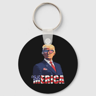 Trump Happy 4th van juli Trump Amerikaanse vlag 1 Sleutelhanger