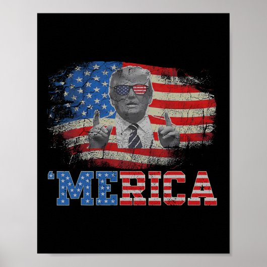 Trump Happy 4th van juli Trump Amerikaanse vlag 4 Poster (Voorkant)