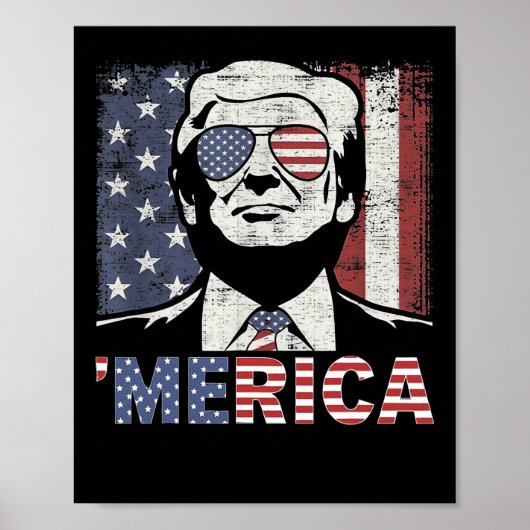 Trump Happy 4th van juli Trump Amerikaanse vlag Poster (Voorkant)